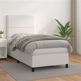 vidaXL Boxspring met matras kunstleer wit 100x200 cm3142768 - 1