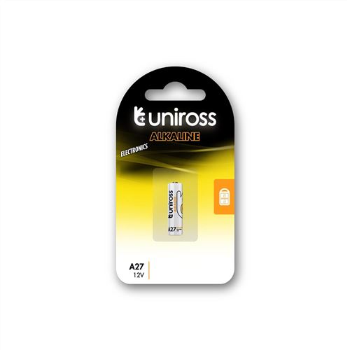 UNIROSS Pack de 1 Pile Alcaline A27, MN27, GP27A, A27, L828, LR27. 12V
