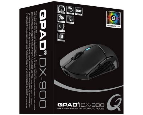 Souris de gaming QPAD DX900 sans fil, filaire optique éclairé noir, RVB