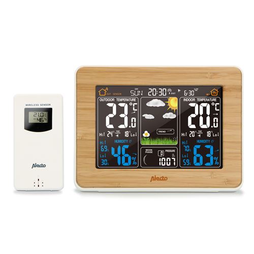 Station m&eacute;t&eacute;o avec capteur ext&eacute;rieur sans fil Alecto WS-1560 Blanc