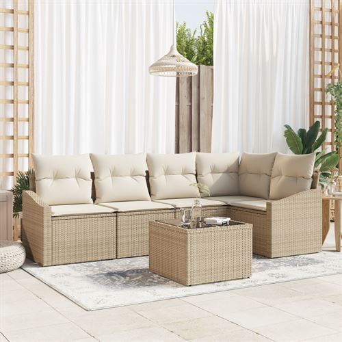 vidaXL Ensemble de canapé de jardin 6 pc Beige et crème polyrotin