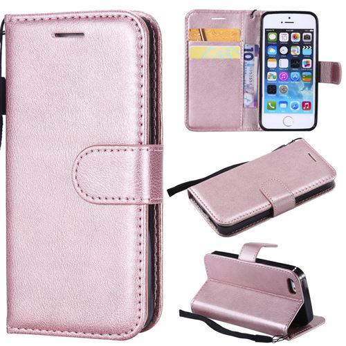 Etui en PU or rose pour votre Apple iPhone SE/5s/5