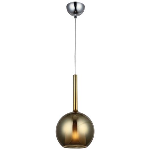 HOMEMANIA Lampe à Suspension Fanza - Lustre - Lustre de plafond - Chrome, Miel en Métal, Verre, 18 x 18 x 90 cm, 1 x E27, 40W