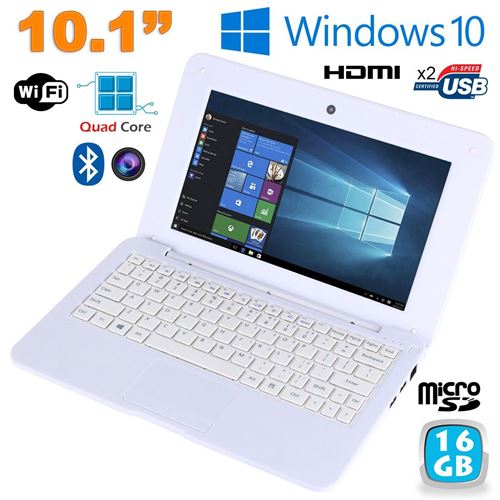 280€ sur Notebook 10.1' Mini Pc Ordinateur Portable Windows 10 Intel 2  Go+32 Go Blanc YONIS - PC tout en un - Achat & prix