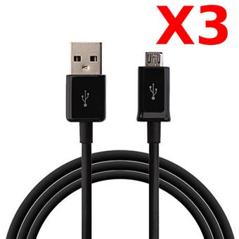 X3 Câble Micro USB Synchro Charge Universel pour Samsung / Sony / Wiko / LG /HUAWEI PACK X3 noir Little Boutik® - 1