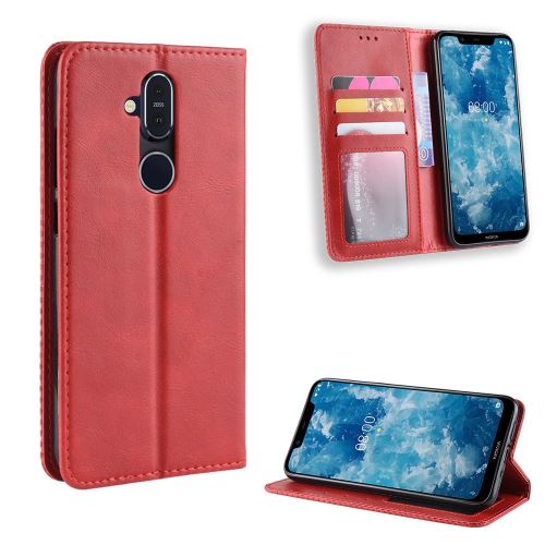 Etui en PU style vintage rouge pour votre Nokia 8.1/X7
