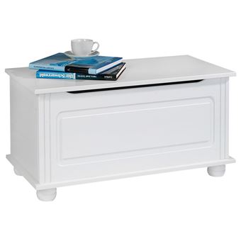 Coffre De Rangement Bristol Banc Avec Abattant En Pin Massif Lasure Blanc Achat Prix Fnac