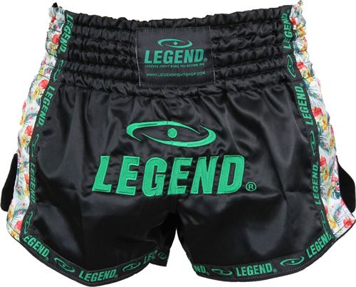Legend Sports shorts de kickboxing Flowerdames satin noir/vert