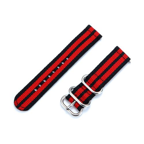 Bracelet en PU Toile à trois boucles 20 mm noir/rouge/noir/rouge/noir pour votre Garmin 245/Vivoactive 3/Venu/Vivomove HR