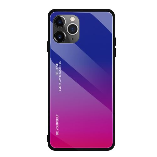 Coque en verre trempé dégradé de couleur pour Apple iPhone 11 Pro Max 6.5 - Bleu&Rose