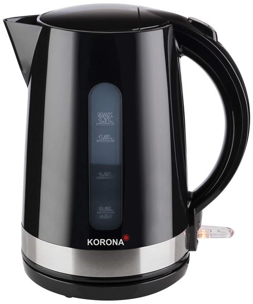 Korona 20232 Bouilloire, capacité 1,7 l, 2200 W, acier inoxydable, noir