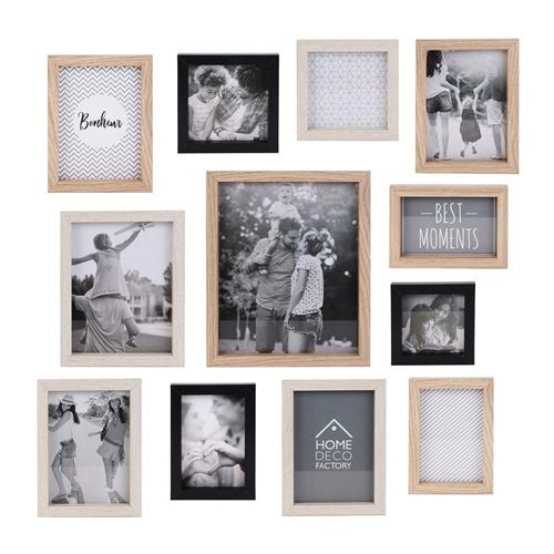 The Home Deco Factory - Cadres photos en bois Bonheur (Lot de 12)
