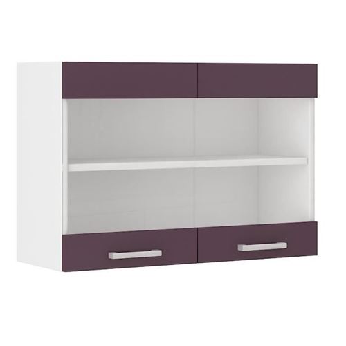 ULTRA Meuble haut vitre de cuisine L 80 cm - Aubergine mat