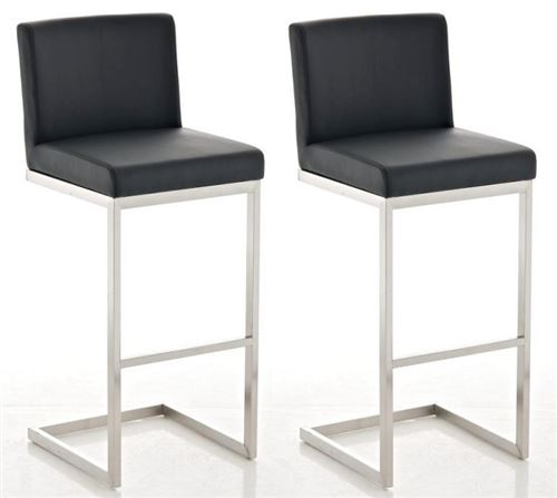 CLP Lot de 2 tabourets de bar Paros en similicuir , Noir