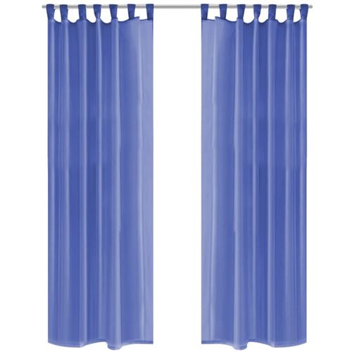 vidaXL Rideau occultant 2 pcs Voile 140 x 245 cm Bleu royal