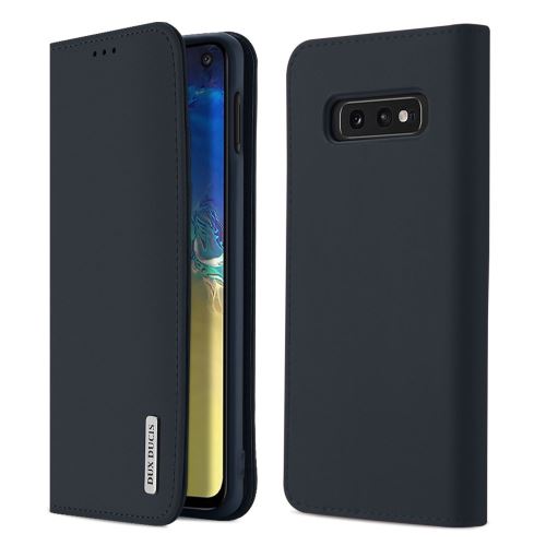 Etui en cuir véritable Wish Series stand (certifié cnas/cma) bleu foncé pour votre Samsung Galaxy S10e