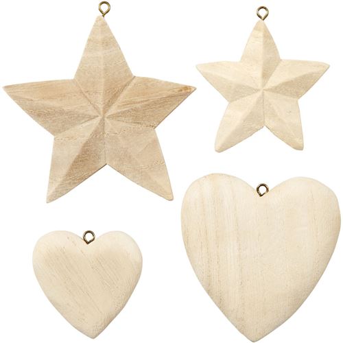 Creotime décoration de Noël junior en bois beige 4-pièces