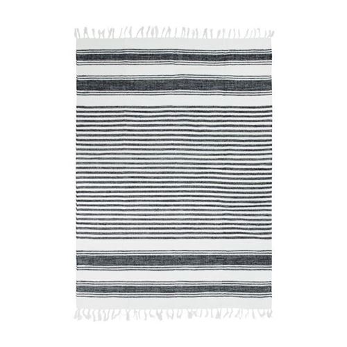 tapis terra - 120 x 170 cm - lignes noir, gris et blanc