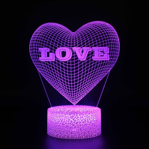 Stack Lampe 3D Tactile Veilleuses Enfant 7 Couleurs Avec Telecommande - L'amour #574