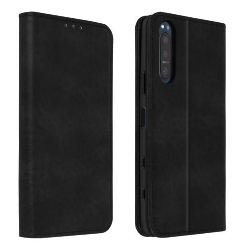 Avizar Housse pour Sony Xperia 5 2 Folio Vintage Porte-carte Fonction Support Noir