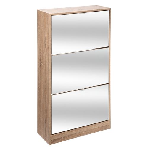 Meuble à chaussures design bois Ellie - L. 60 x H. 118 cm - Blanc et marron