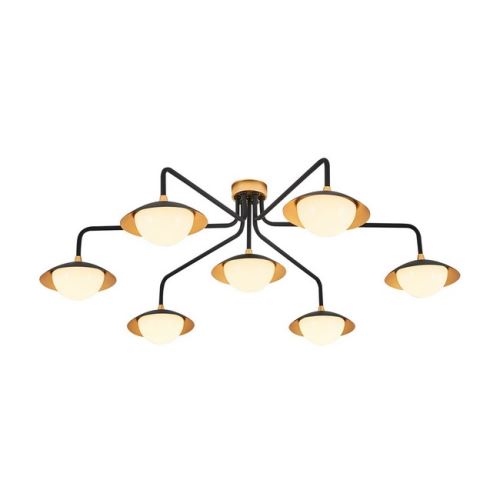 HOMEMANIA Lampe de Plafond Abi II Plafonnier - Murale - Noir, Or en Métal, 80 x 80 x 25 cm, 7 x LED, Max 5W, 3000K, 3000LM Lumière Blanc Naturel