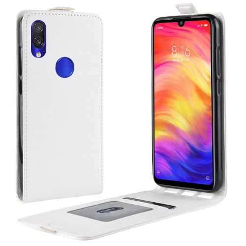Etui en PU fente verticale pour carte à rabat blanc pour votre Xiaomi Redmi Note 7