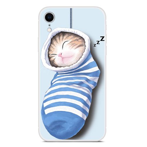 Coque en TPU Impression de motifs douce chat endormi pour votre Apple iPhone XR 6.1 inch