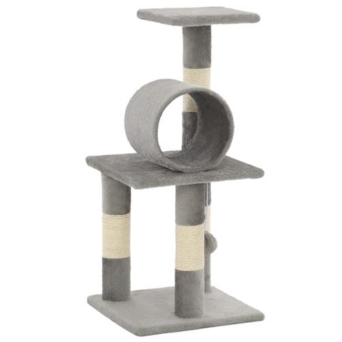 Comparer les prix de Arbre à chat griffoir grattoir niche jouet animaux peluché en sisal 65 cm gris 3702123