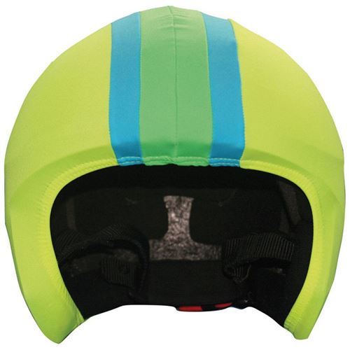 Housse de casque fantaisie - Coolcasc -Ccfb - housse de casque vert et bandes bleues
