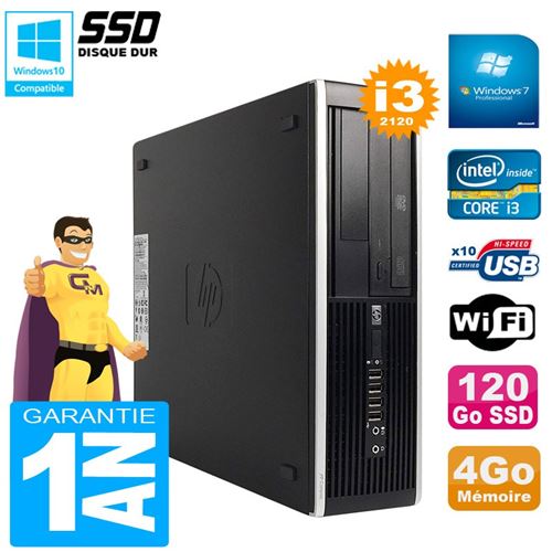 PC De Bureau HP PC HP Compaq Pro 6300 Sff I3-2120 Ram 4Go Disque 120Go SSD Graveur Dvd WiFi W7