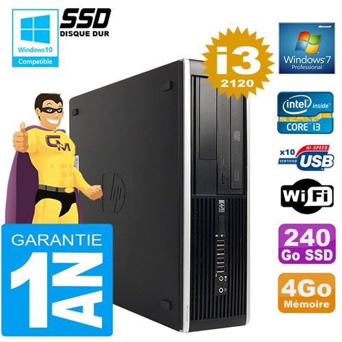 Pc hp compaq 8300 sff core i3-2120 ram 4go disque 240 go ssd graveur dvd wifi w7 État correct - Hewlett-Packard reconditionné disponible sur Fnac
