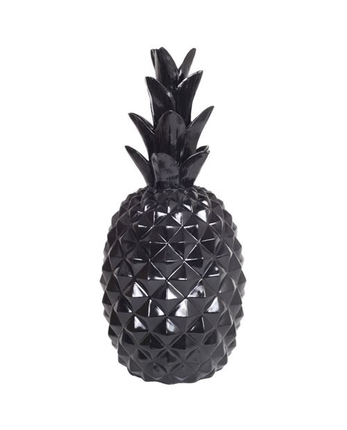 Statue ananas noir en résine - 65 cm