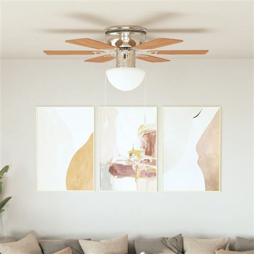 Vidaxl Marron Ventilateur De Plafond Orné Avec Lumière Clair Plafonnier Lampe