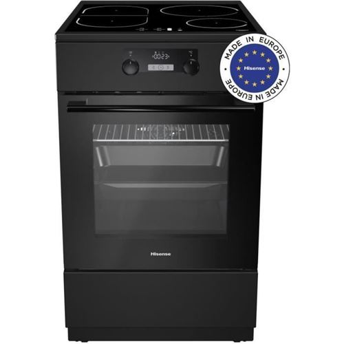 Hisense HI55222BB - Cuisinière - pose libre - largeur : 50 cm - profondeur : 59.4 cm - hauteur : 85 cm - avec système auto-nettoyant - classe A - noir