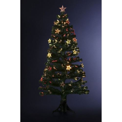 Sapin intérieur lumineux vert avec déco 90 cm fibres optiques