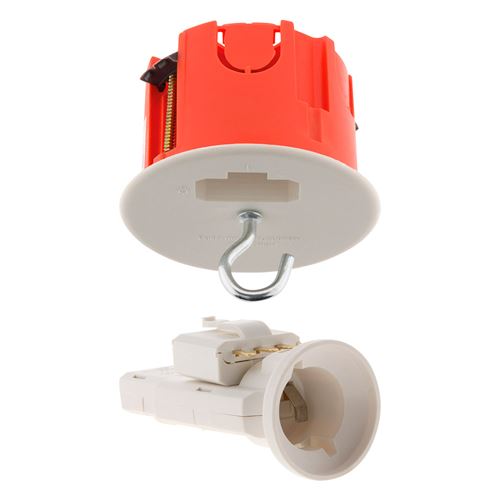 Zenitech Rouge - Kit Dcl Point De Centre Murs Placo Ø65mm + Fiche + Douille E27 + Crochet