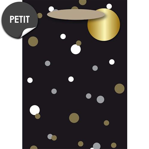 Draeger la carterie Sac Cadeau Petit format noir aux pois blanc et or Multicolore
