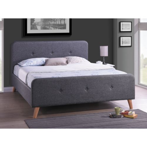 Lit double - Malmo - Pour matelas 160 x 200 cm - Gris