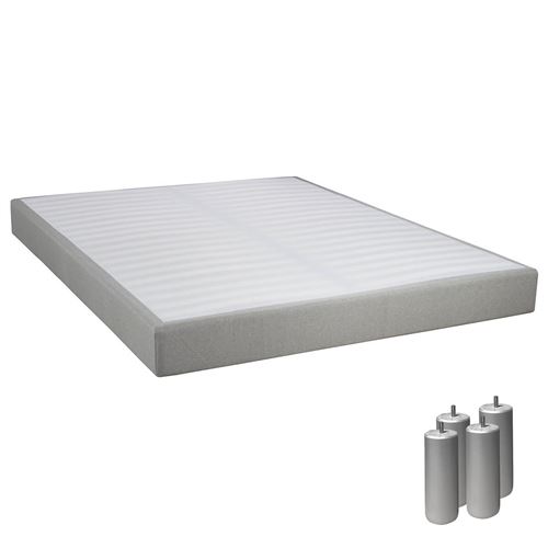 Tapikit - sommier tapissier d&eacute;montable 2x20 lattes 160x200cm lin + pieds argent 15cm