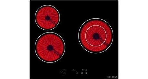 Schneider Noir Stv603 - Vitrocéramique - 3 Plaques De Cuisson - Niche - Largeur : 56 Cm - Profondeur : 49 Cm
