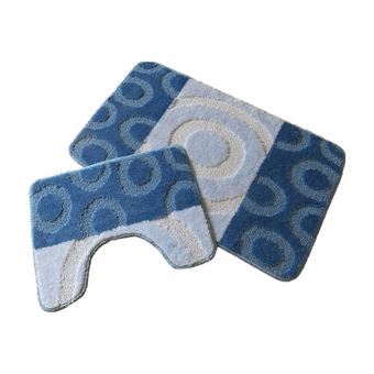 Ensemble Tapis Salle De Bain Et Wc Bleu Achat Prix Fnac