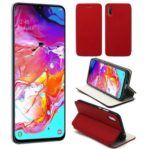 Housse Samsung Galaxy A70 rouge - Etui Coque Samsung Galaxy A70 Protection antichoc à rabat Smartphone 2019 - Accessoires Pochette Case XEPTIO