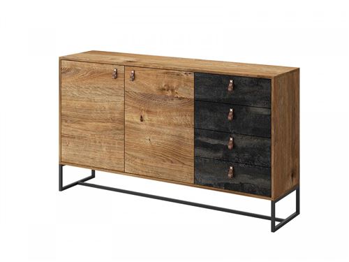 BOBOCHIC Buffet bas 153 cm DAKAR Chêne et Graphite
