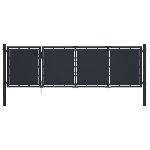 Vidaxl Gris Portail De Jardin - Acier - 350X100 Cm - Anthracite - Battant - Image 1
