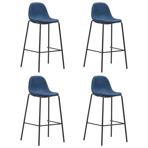 Chaises de bar 4 pcs Bleu Tissu