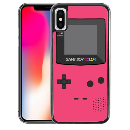 Coque pour iPhone XS game boy color rose