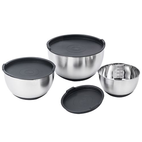 Lot 3 Saladiers avec couvercle ALVA en inox