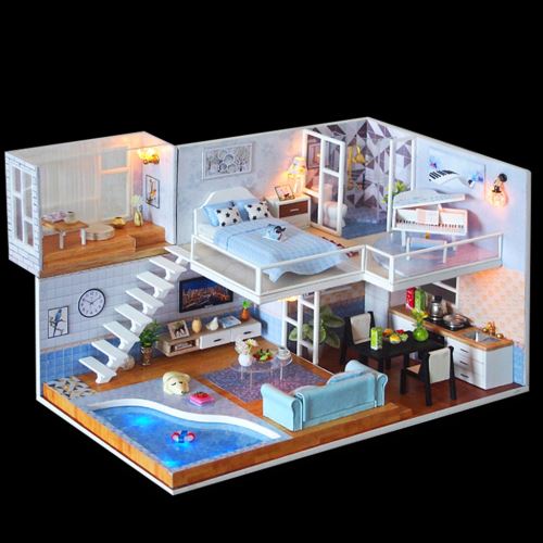 Maison Miniature Bricolage 3D En Bois Meubles Led Maison Puzzle Décorez  Cadeaux Creative BT120