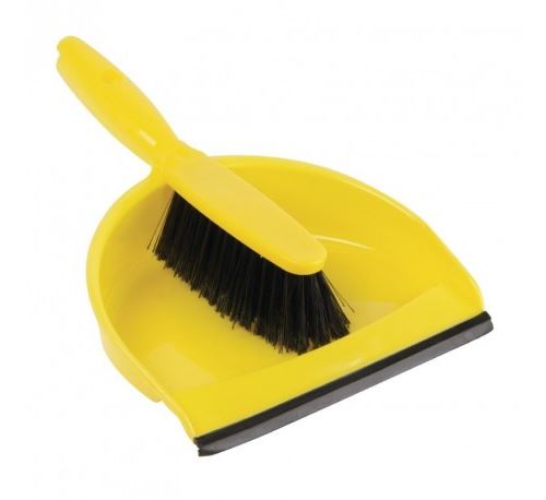 Set balayette à poils doux et pelle jantex jaune